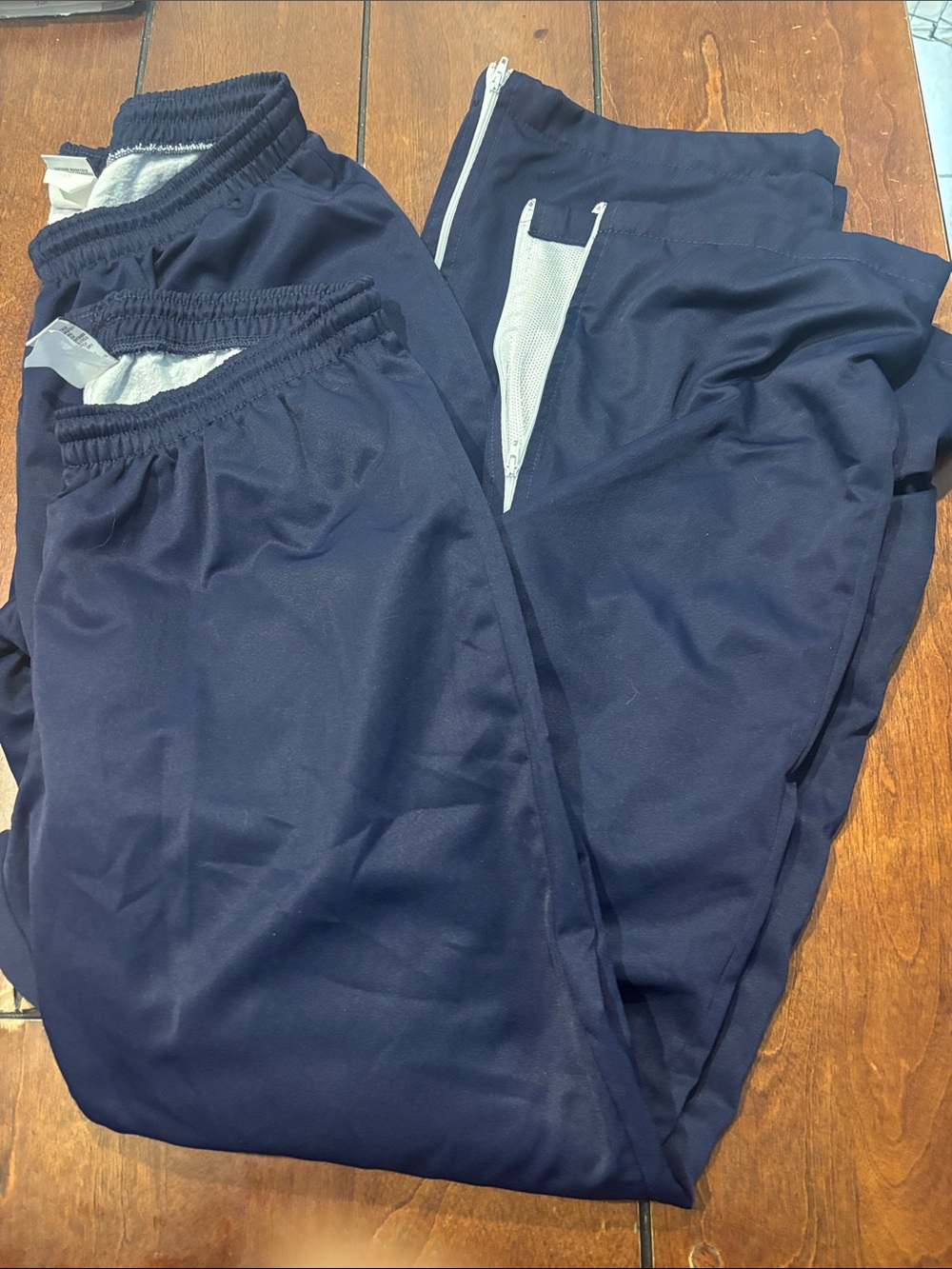 Varsity Navy Track Joggers with Side Zip